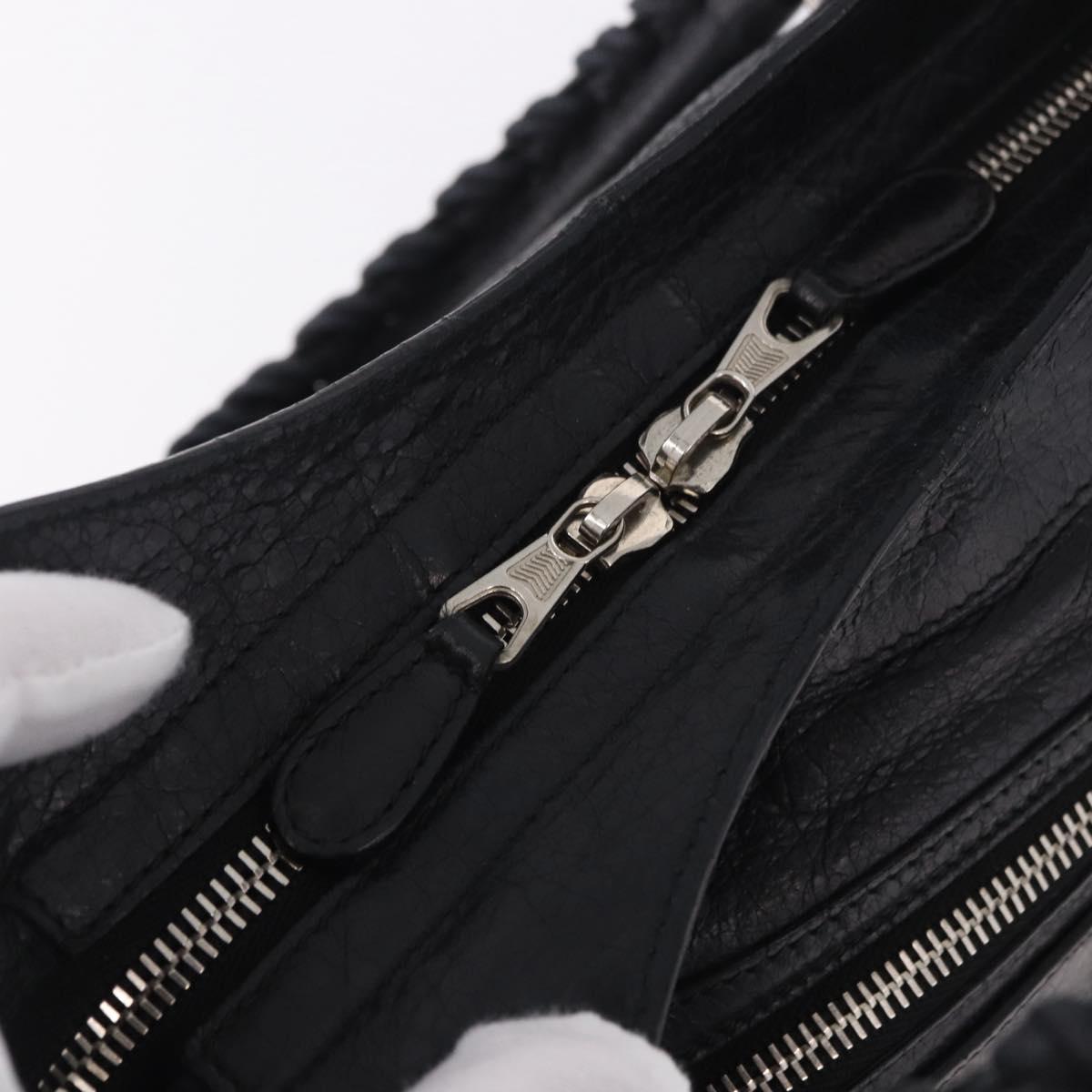 BALENCIAGA The Town Hand Bag Leather 2way Black Silver 240578 Auth 184913SAM