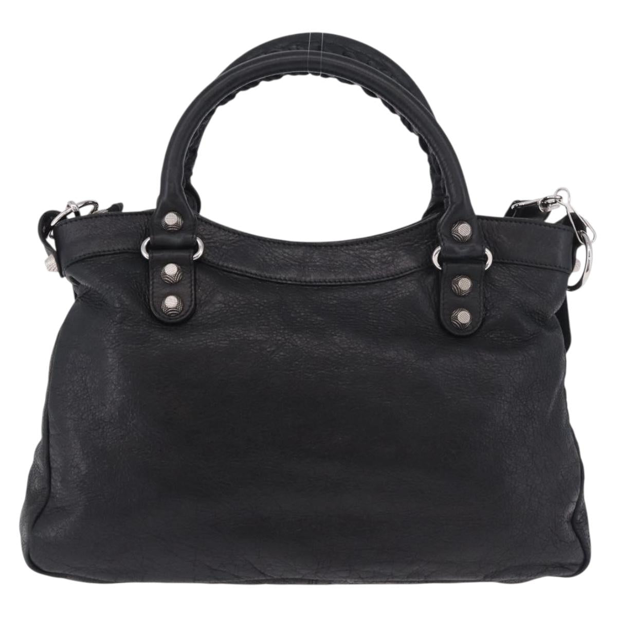 BALENCIAGA The Town Hand Bag Leather 2way Black Silver 240578 Auth 184913SAM