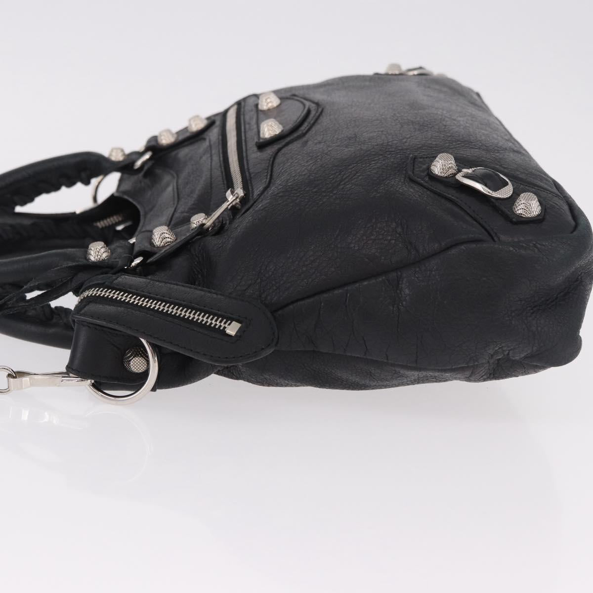 BALENCIAGA The Town Hand Bag Leather 2way Black Silver 240578 Auth 184913SAM