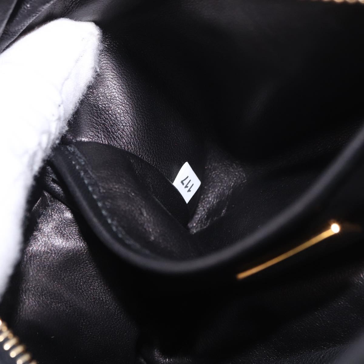PRADA Ribbon Shoulder Bag Leather Black Gold Auth 184914A
