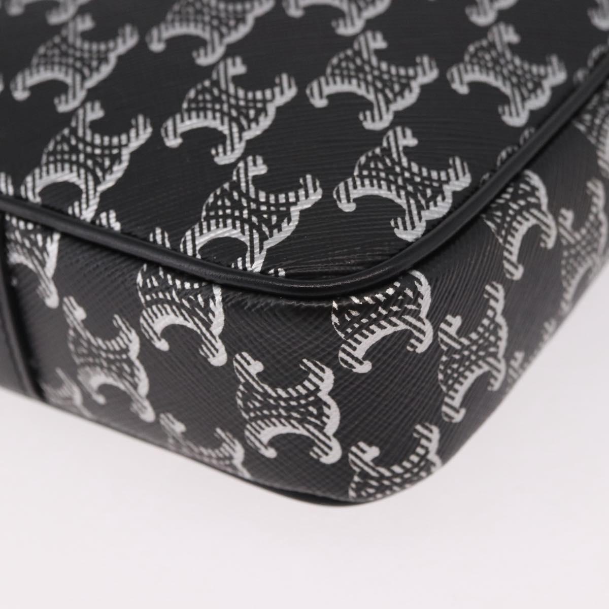 CELINE Macadam Canvas Shoulder Bag PVC Black Silver Auth 184915SAM