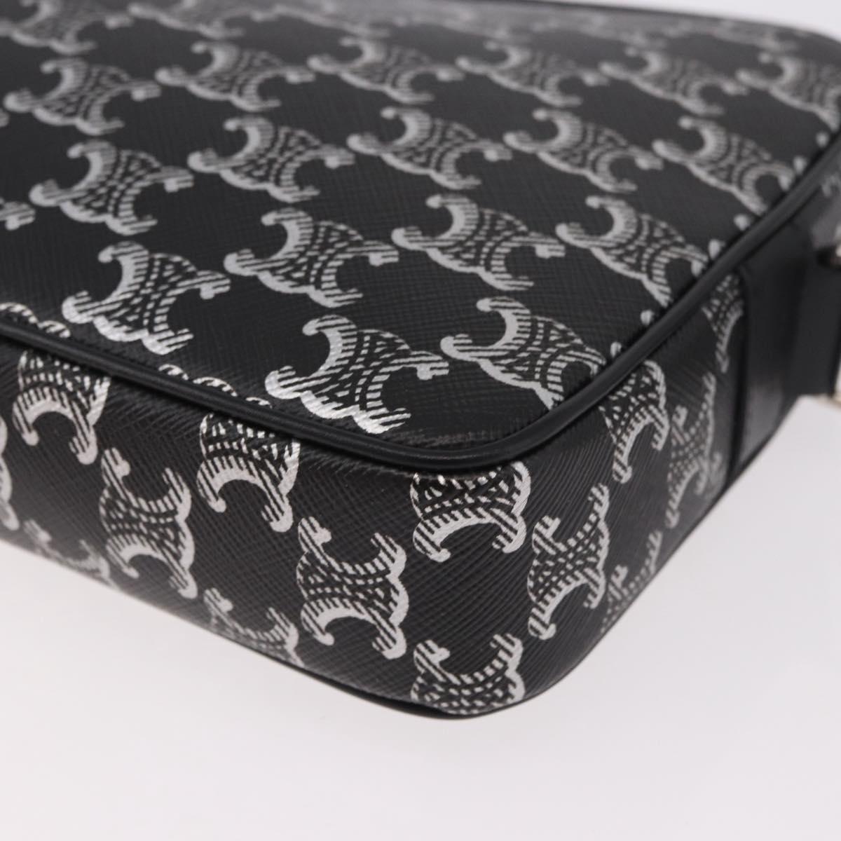 CELINE Macadam Canvas Shoulder Bag PVC Black Silver Auth 184915SAM
