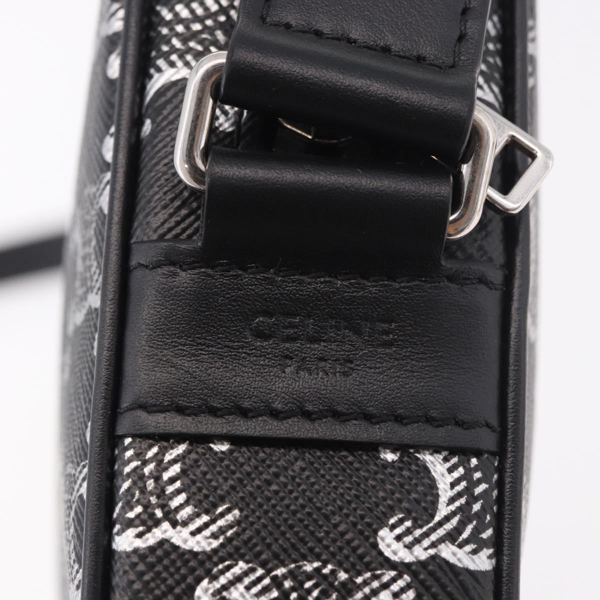 CELINE Macadam Canvas Shoulder Bag PVC Black Silver Auth 184915SAM