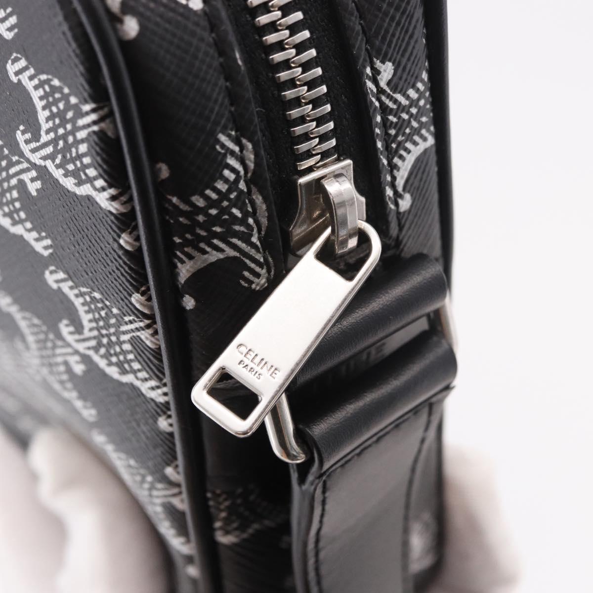 CELINE Macadam Canvas Shoulder Bag PVC Black Silver Auth 184915SAM