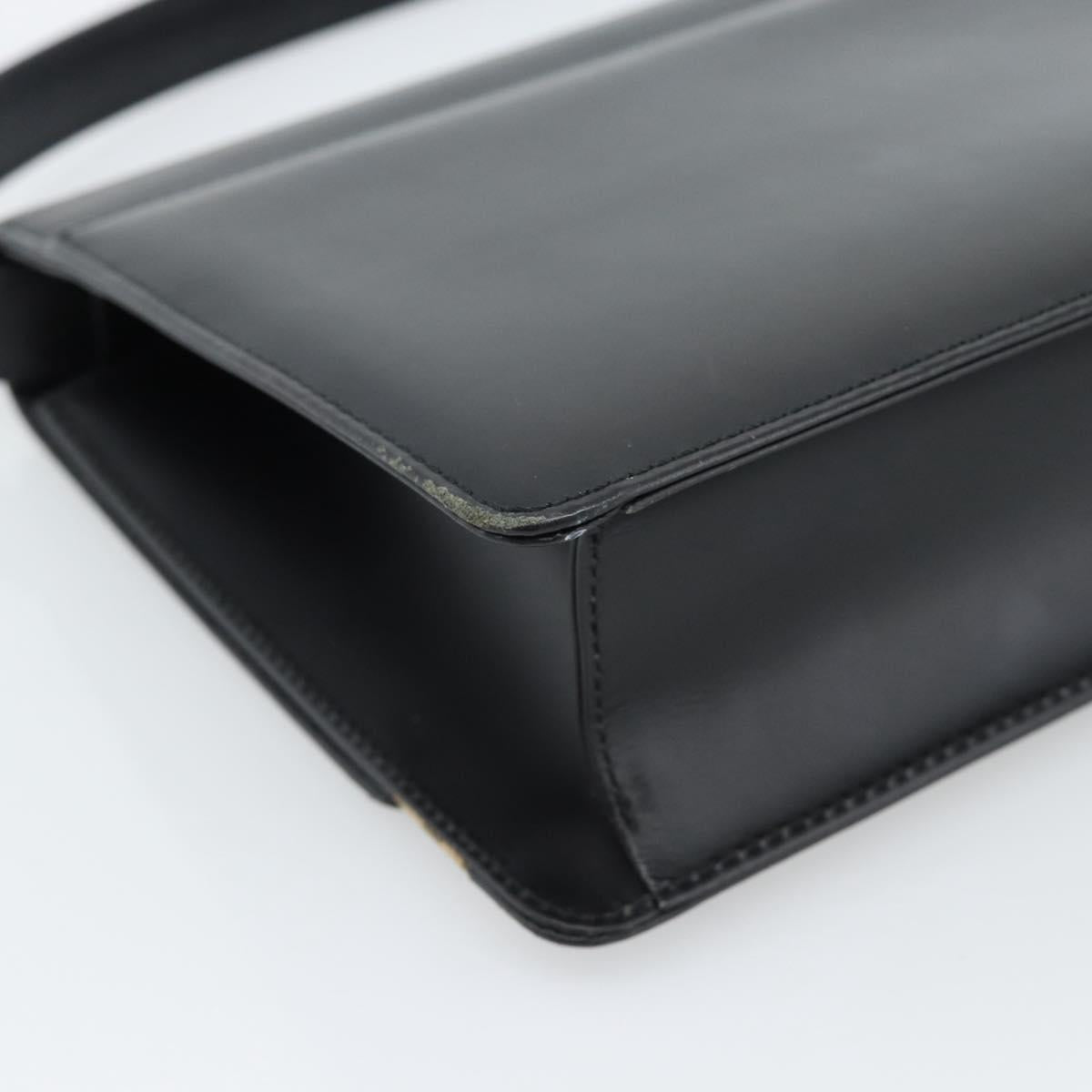 BURBERRY Nova Check Shoulder Bag Leather Black Silver Auth 184916