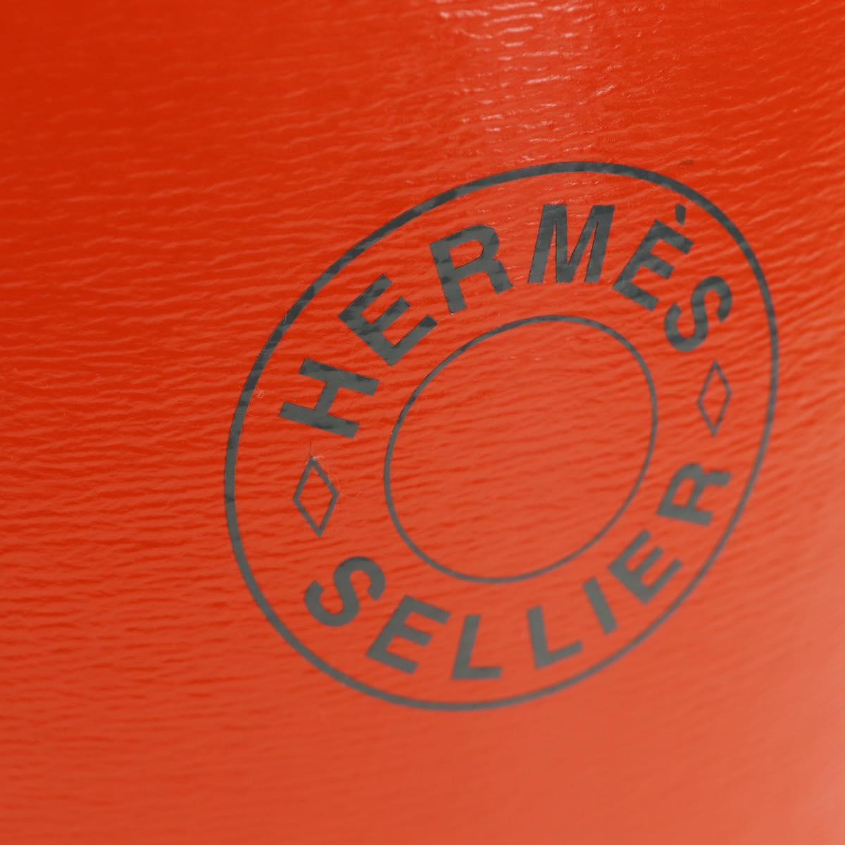 HERMES Saddle Box Accessory Case metal Orange 800108E Auth 184919