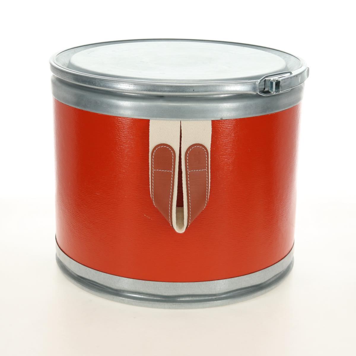 HERMES Saddle Box Accessory Case metal Orange 800108E Auth 184919