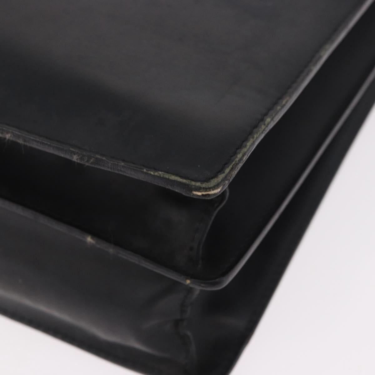 CARTIER Business Bag Leather Black Silver Auth 184924