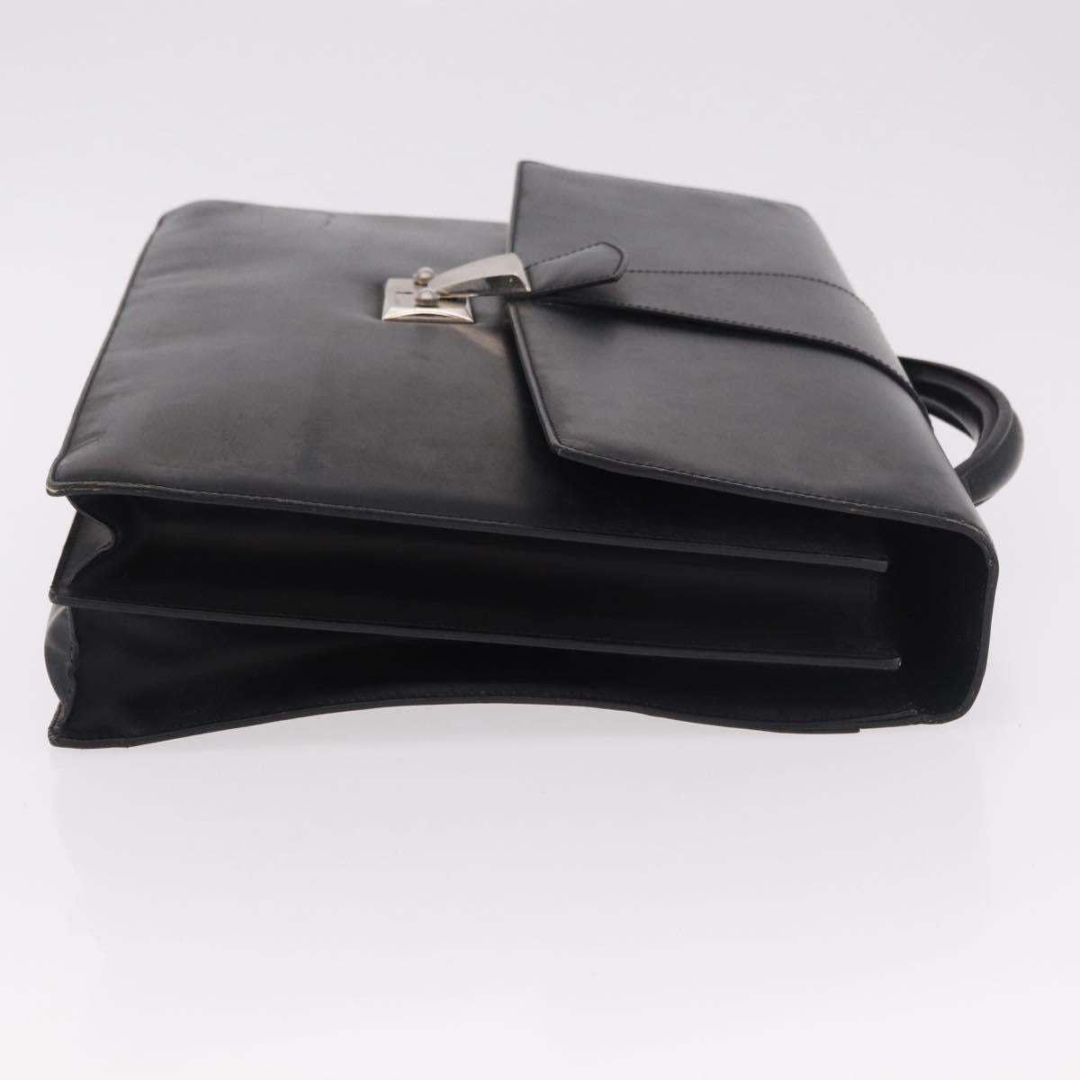 CARTIER Business Bag Leather Black Silver Auth 184924