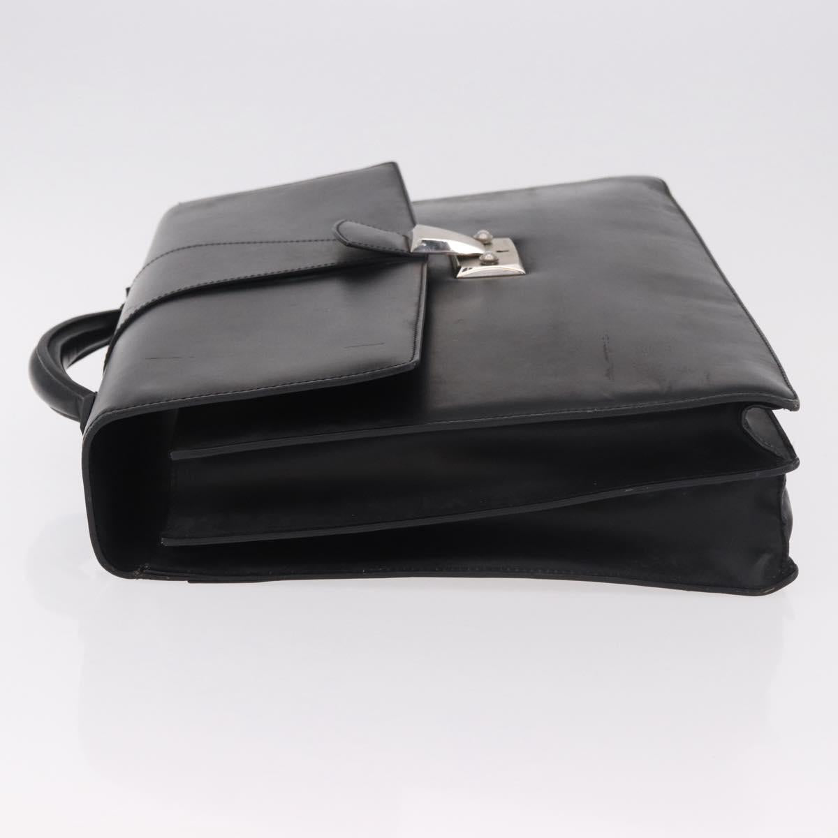 CARTIER Business Bag Leather Black Silver Auth 184924