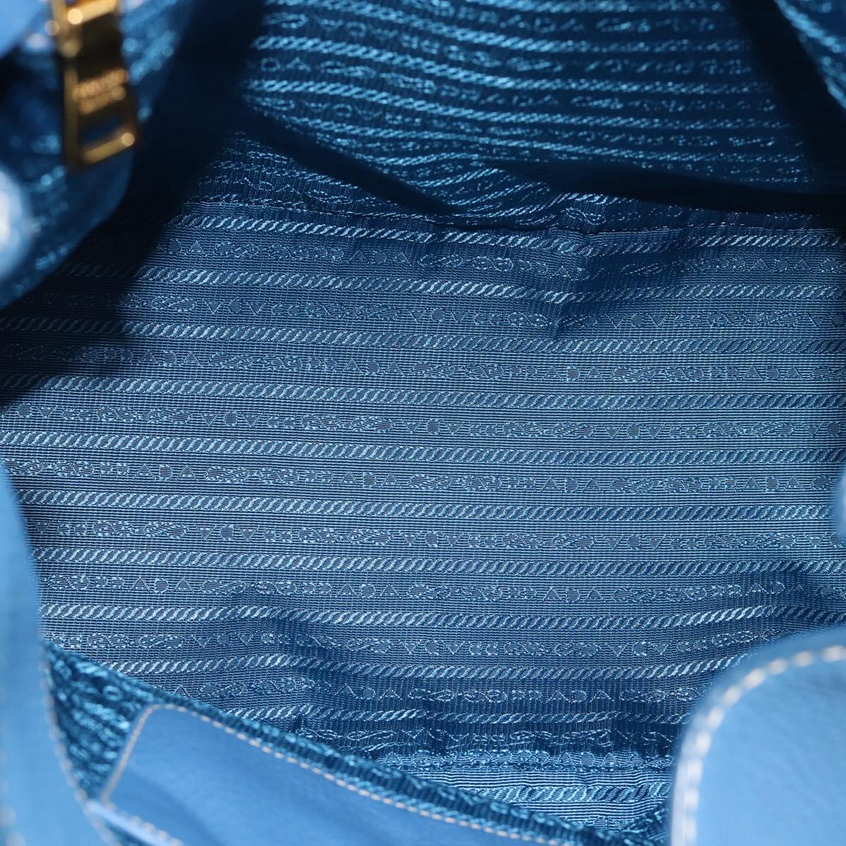 PRADA Shoulder Bag Leather Blue Gold Auth 184925V