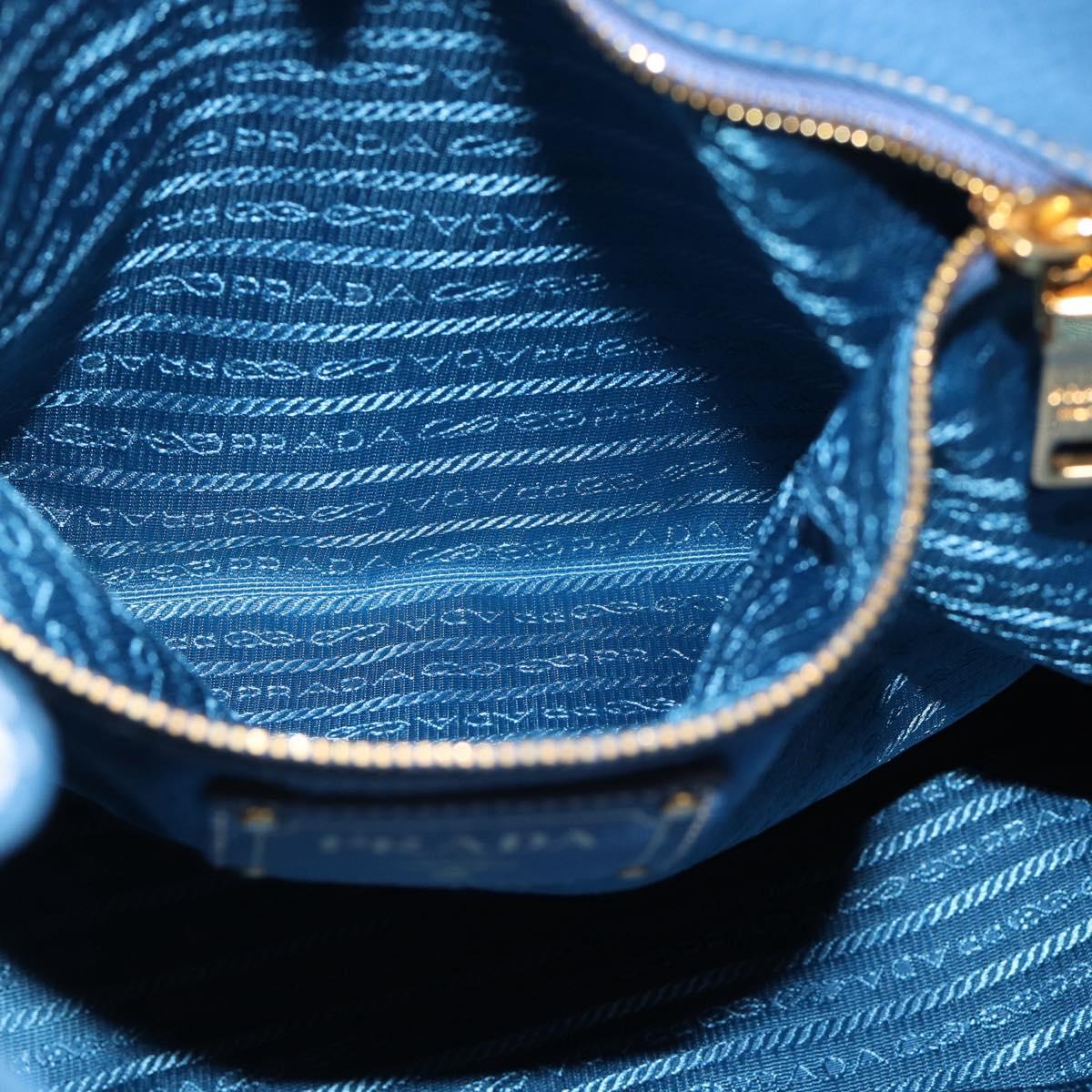 PRADA Shoulder Bag Leather Blue Gold Auth 184925V