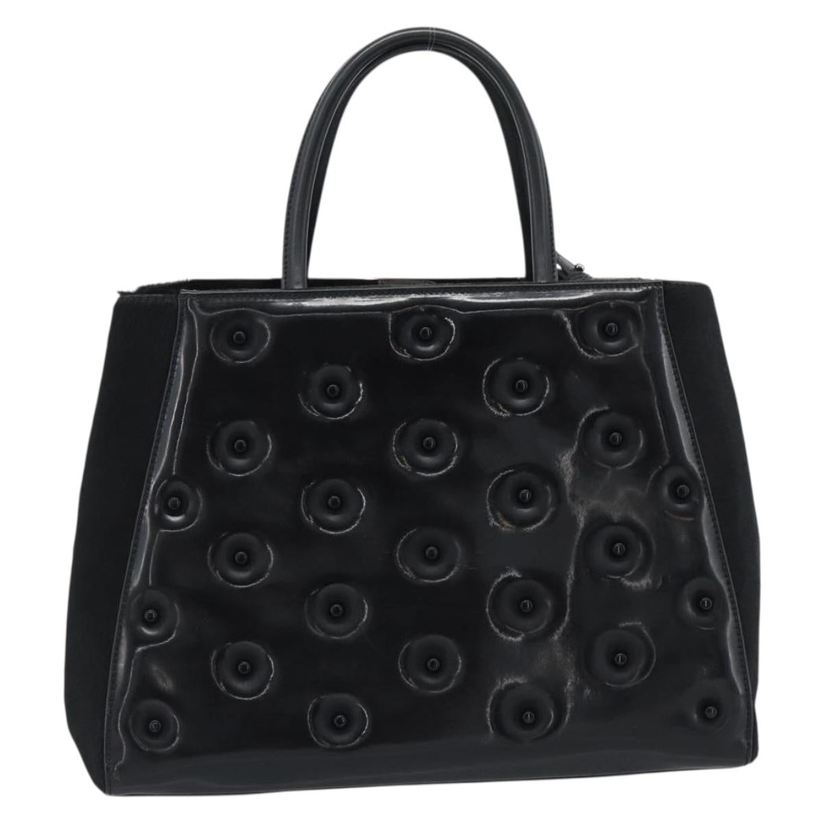 FENDI Hand Bag Patent Leather 2way Black Silver Auth 184926A