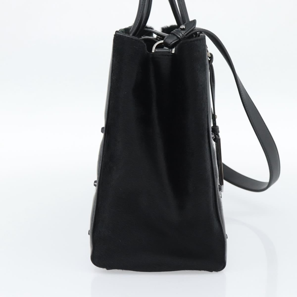FENDI Hand Bag Patent Leather 2way Black Silver Auth 184926A