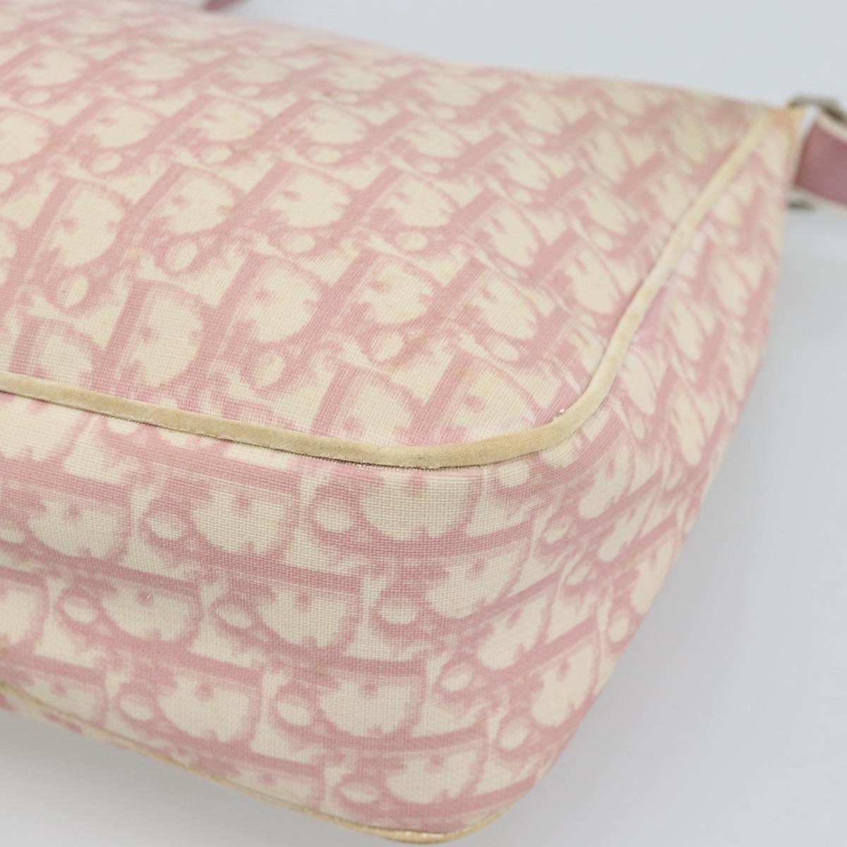Christian Dior Trotter Canvas Shoulder Bag PVC Pink Silver Auth 184929