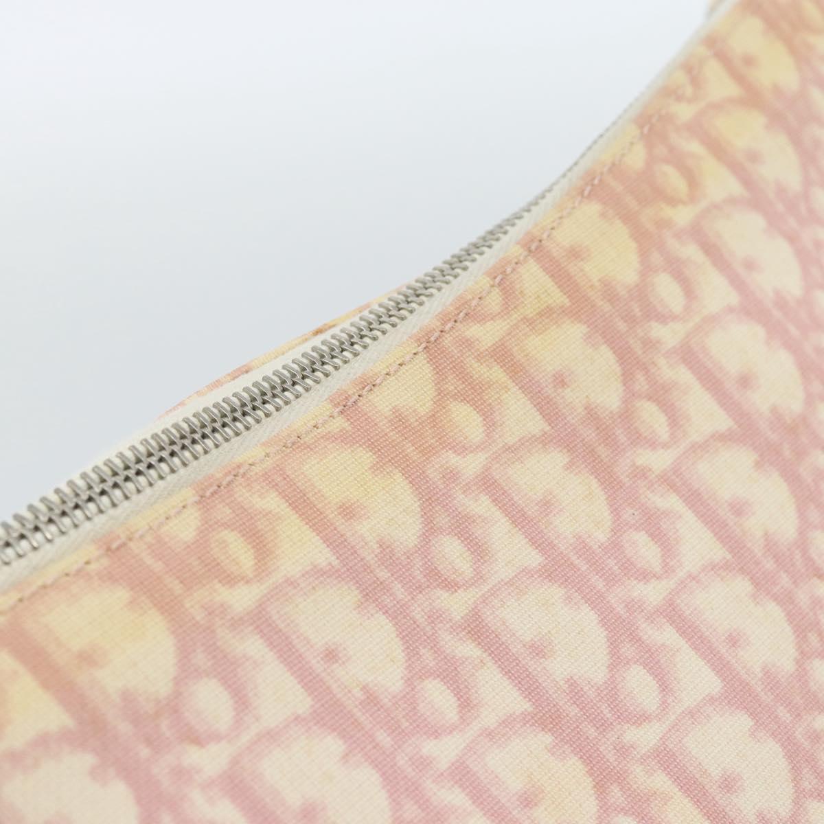 Christian Dior Trotter Canvas Shoulder Bag PVC Pink Silver Auth 184929
