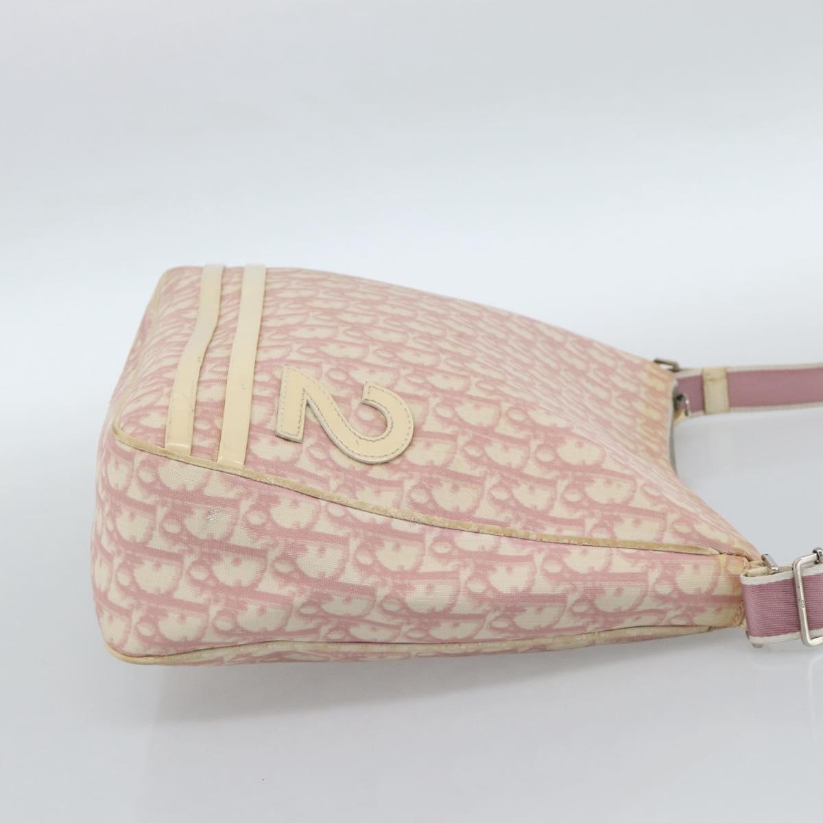 Christian Dior Trotter Canvas Shoulder Bag PVC Pink Silver Auth 184929