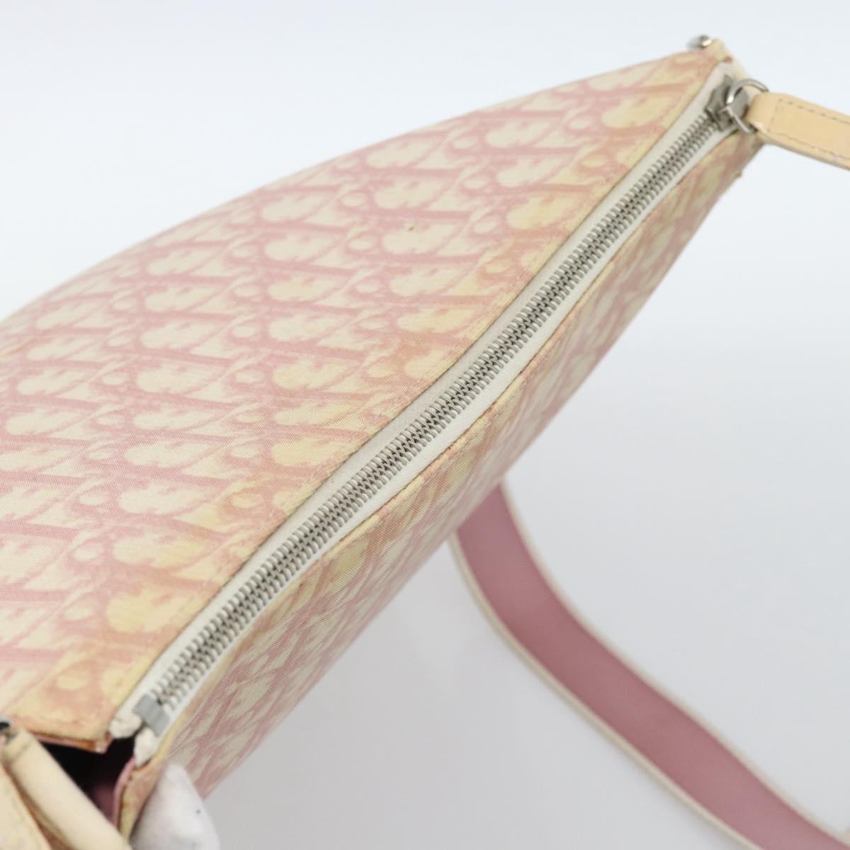 Christian Dior Trotter Canvas Shoulder Bag PVC Pink Silver Auth 184929