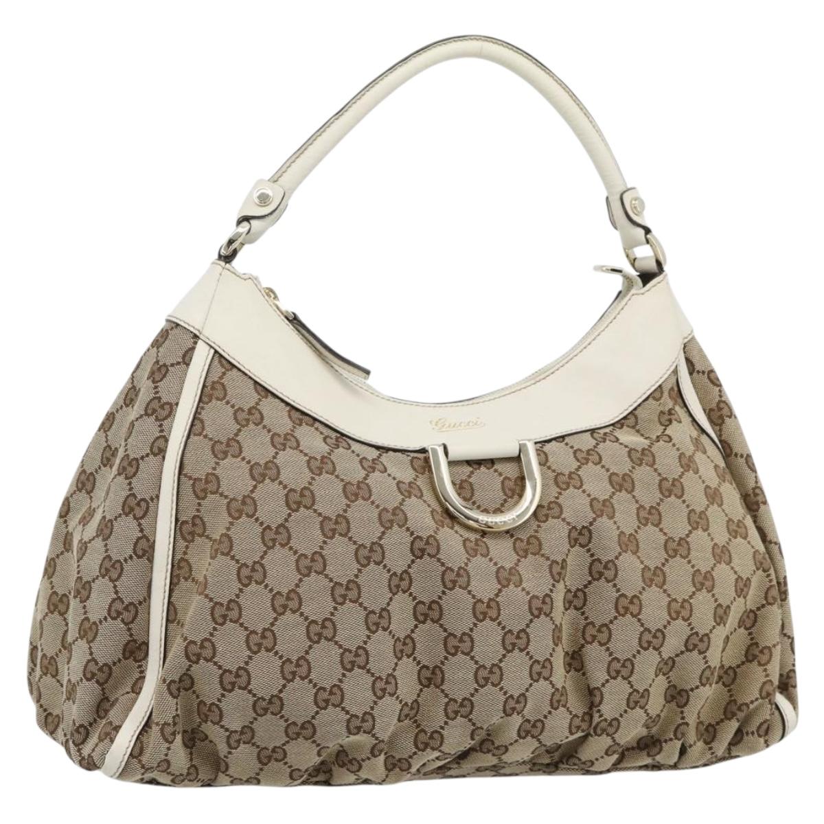 GUCCI GG Canvas Abbey Shoulder Bag Beige Gold 189833 Auth 184930V