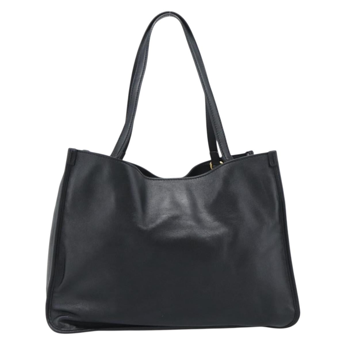 GUCCI Horsebit Tote Bag Leather Black Gold 623694 Auth 184931A