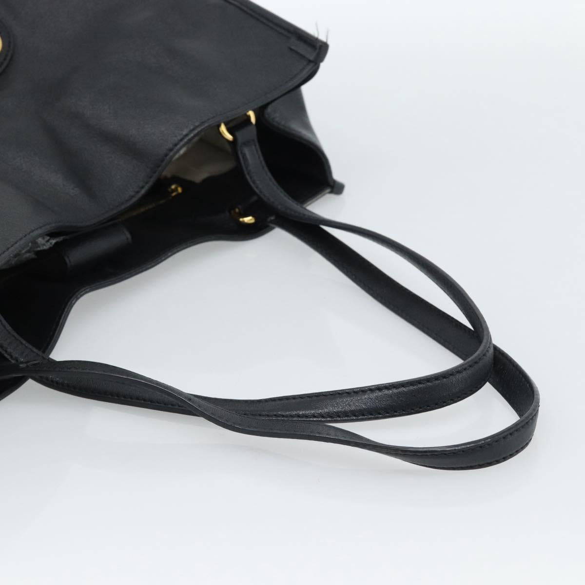 GUCCI Horsebit Tote Bag Leather Black Gold 623694 Auth 184931A