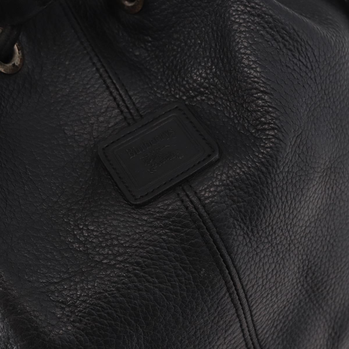 Burberrys Shoulder Bag Leather Black Gold Auth 184932