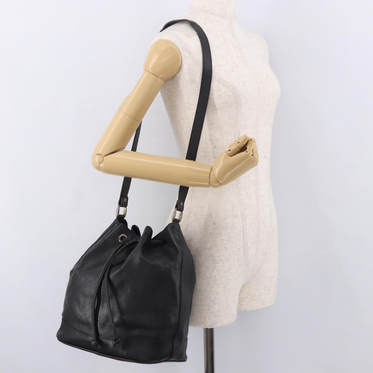 Burberrys Shoulder Bag Leather Black Gold Auth 184932