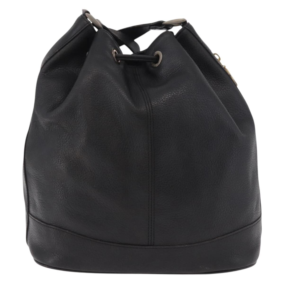 Burberrys Shoulder Bag Leather Black Gold Auth 184932