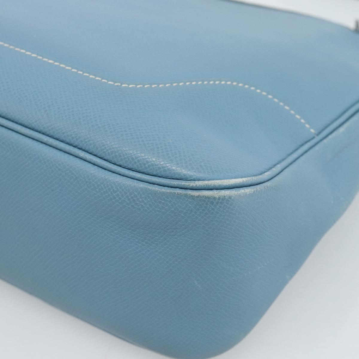 HERMES Trim 31 Shoulder Bag Leather Light Blue Silver Auth 184933V