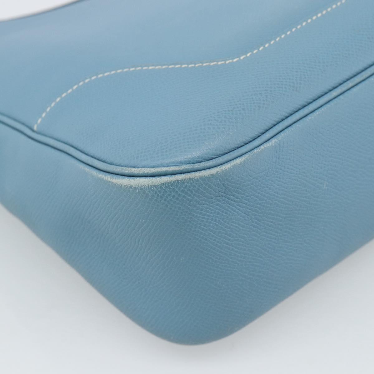 HERMES Trim 31 Shoulder Bag Leather Light Blue Silver Auth 184933V