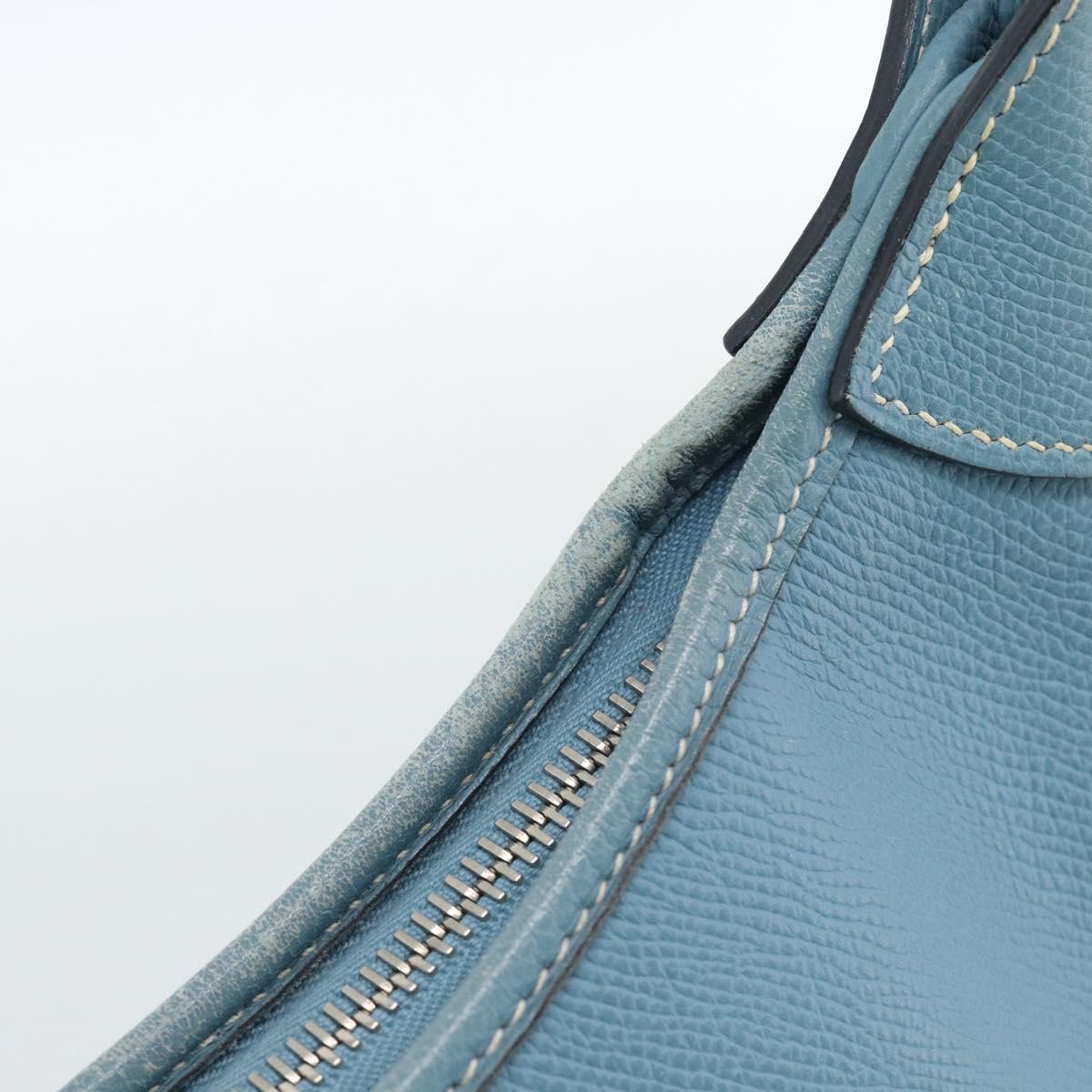 HERMES Trim 31 Shoulder Bag Leather Light Blue Silver Auth 184933V
