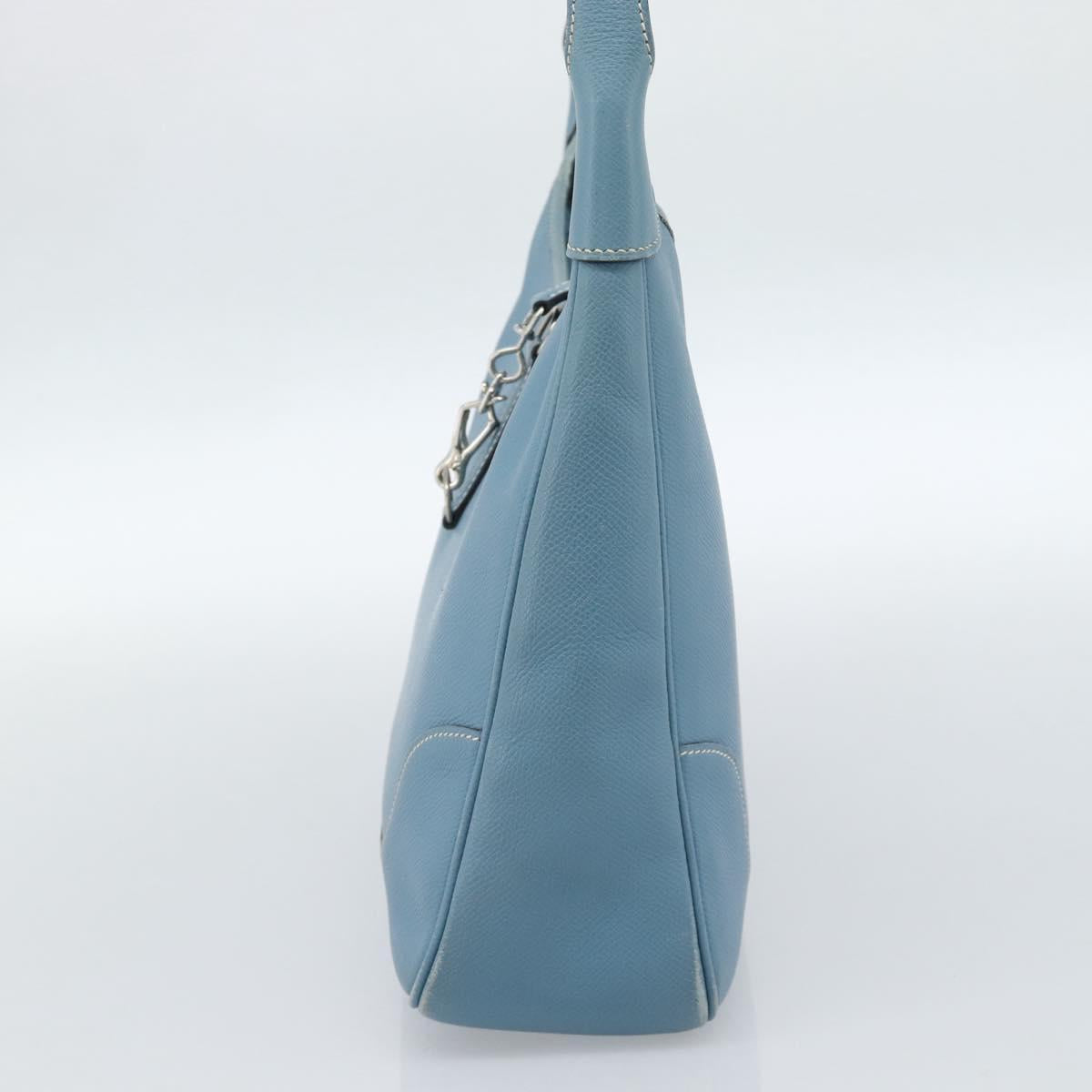 HERMES Trim 31 Shoulder Bag Leather Light Blue Silver Auth 184933V