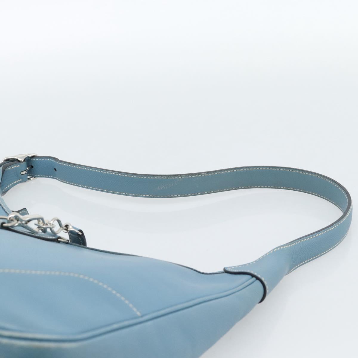 HERMES Trim 31 Shoulder Bag Leather Light Blue Silver Auth 184933V