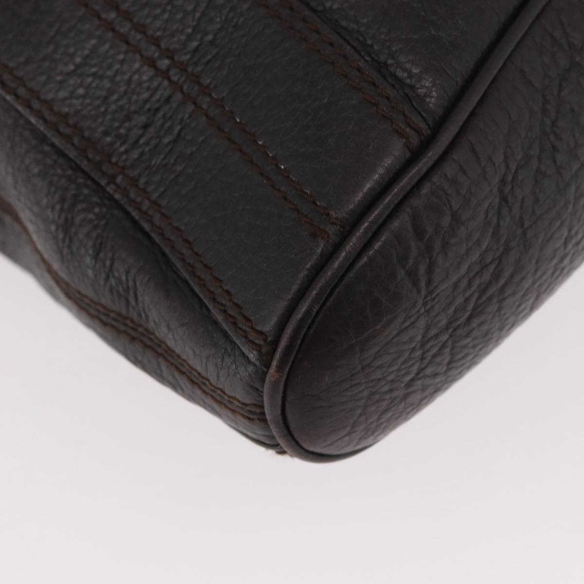 BVLGARI Leoni Tote Bag Leather Dark Brown Gold Auth 184934A