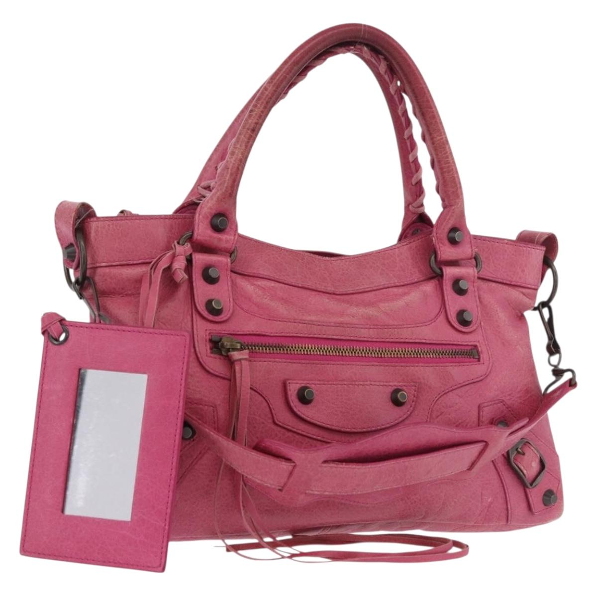 BALENCIAGA The First Hand Bag Leather 2way Pink 103208 Auth 184935SM