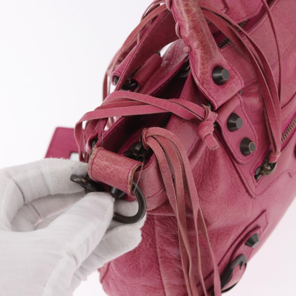 BALENCIAGA The First Hand Bag Leather 2way Pink 103208 Auth 184935SM