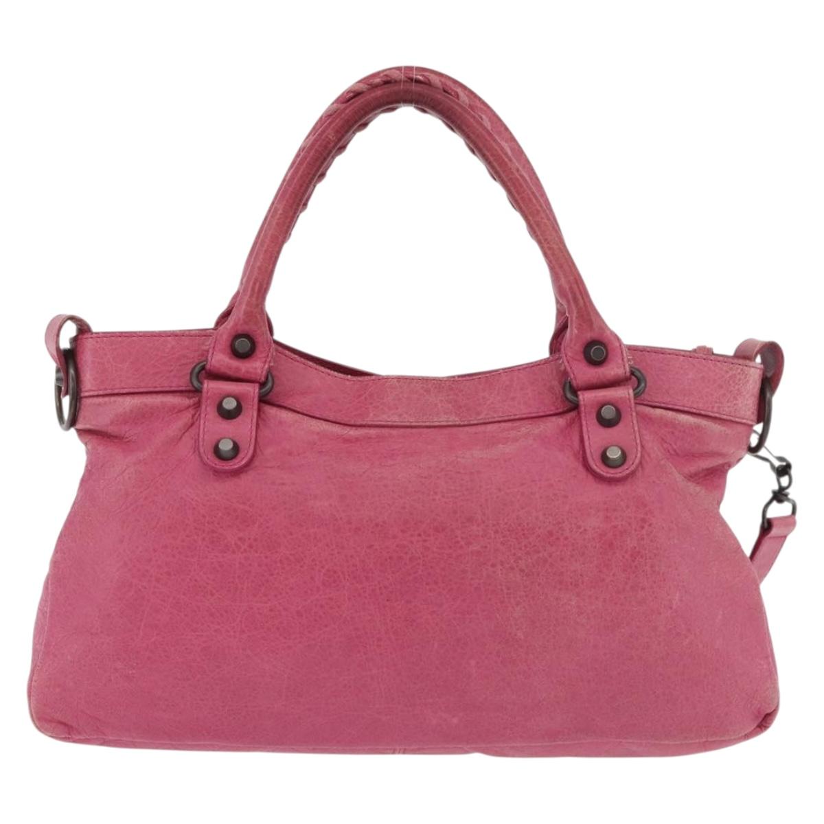BALENCIAGA The First Hand Bag Leather 2way Pink 103208 Auth 184935SM