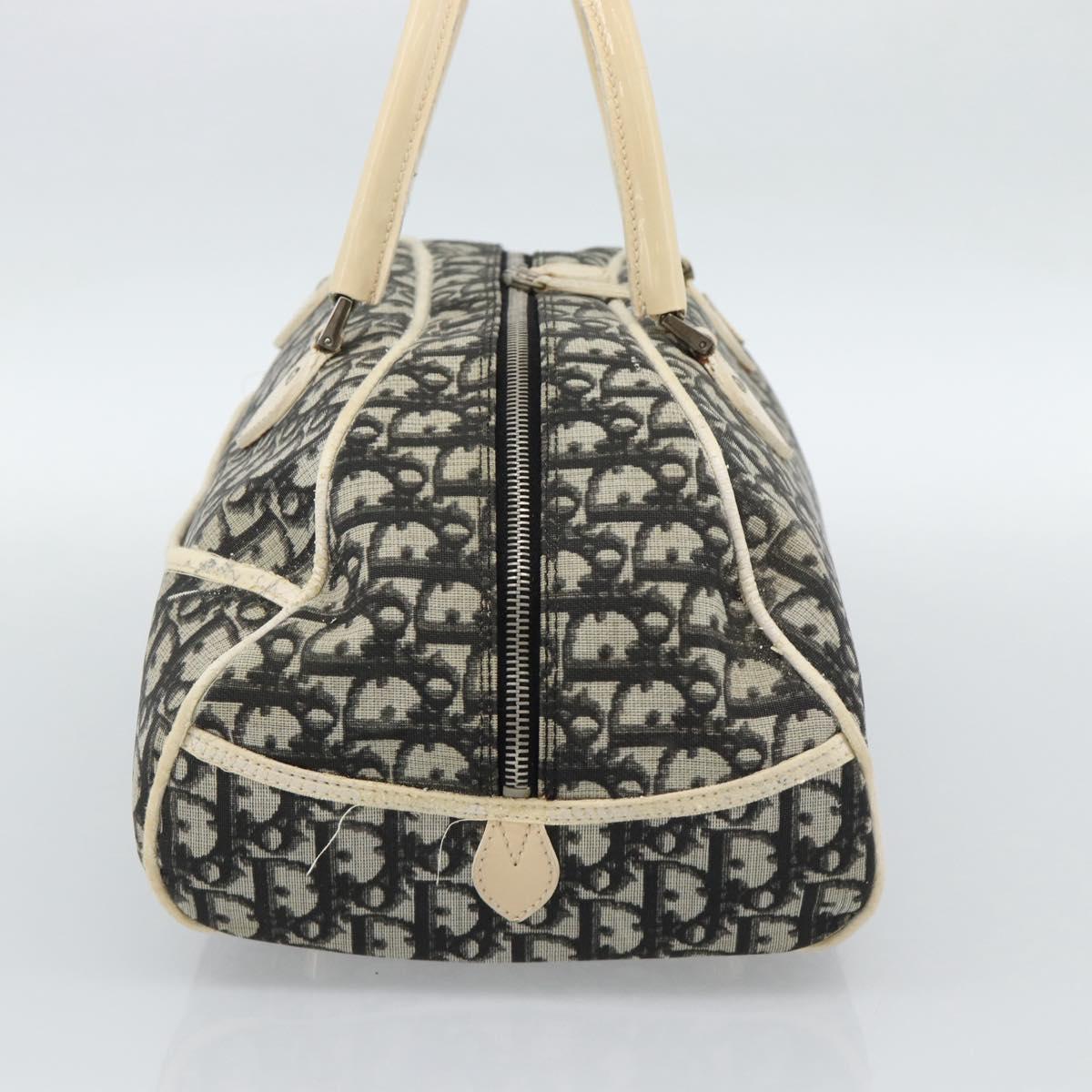 Christian Dior Trotter Canvas Boston Bag PVC Black Silver Auth 184938