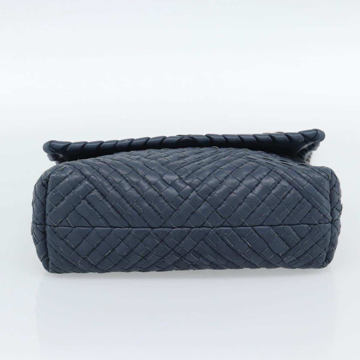 BOTTEGA VENETA INTRECCIATO Chain Shoulder Bag Leather Navy Auth 184942V