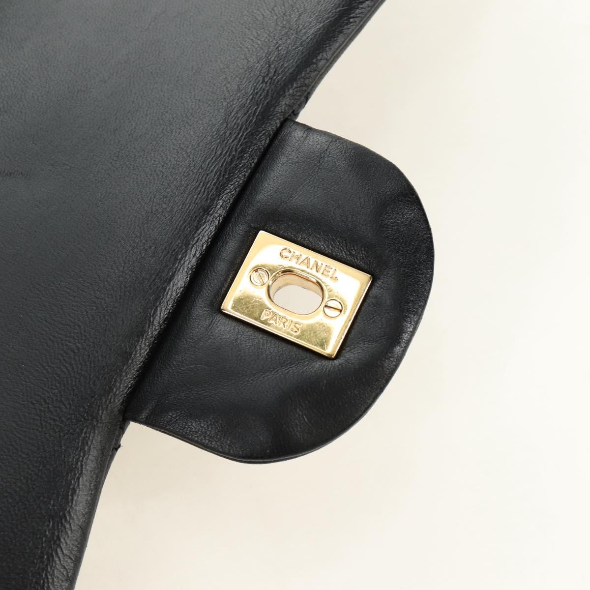 CHANEL Big Matelasse30 Chain Shoulder Bag Lamb Skin Black Gold CC Auth 184946SAV