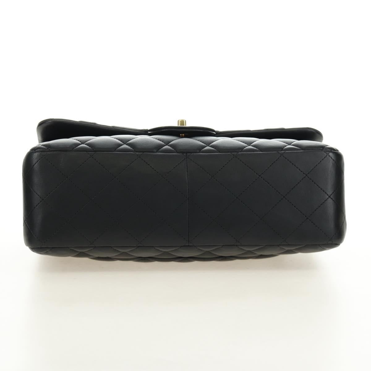 CHANEL Big Matelasse30 Chain Shoulder Bag Lamb Skin Black Gold CC Auth 184946SAV