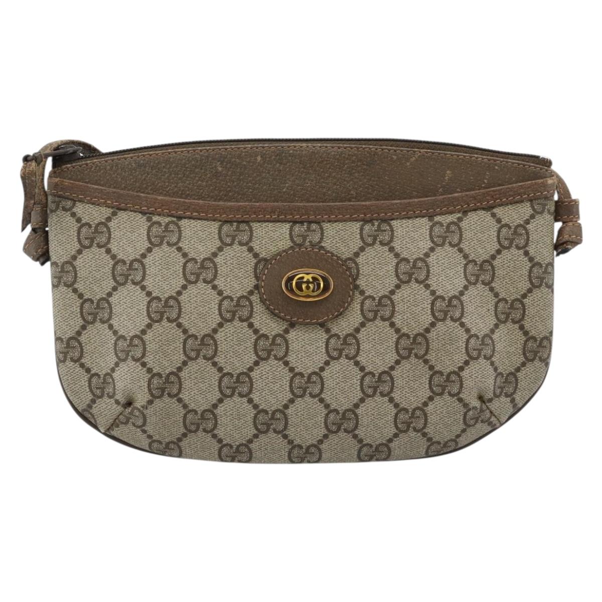 GUCCI GG Supreme Shoulder Bag PVC Beige Gold 904 02 020 Auth 184952