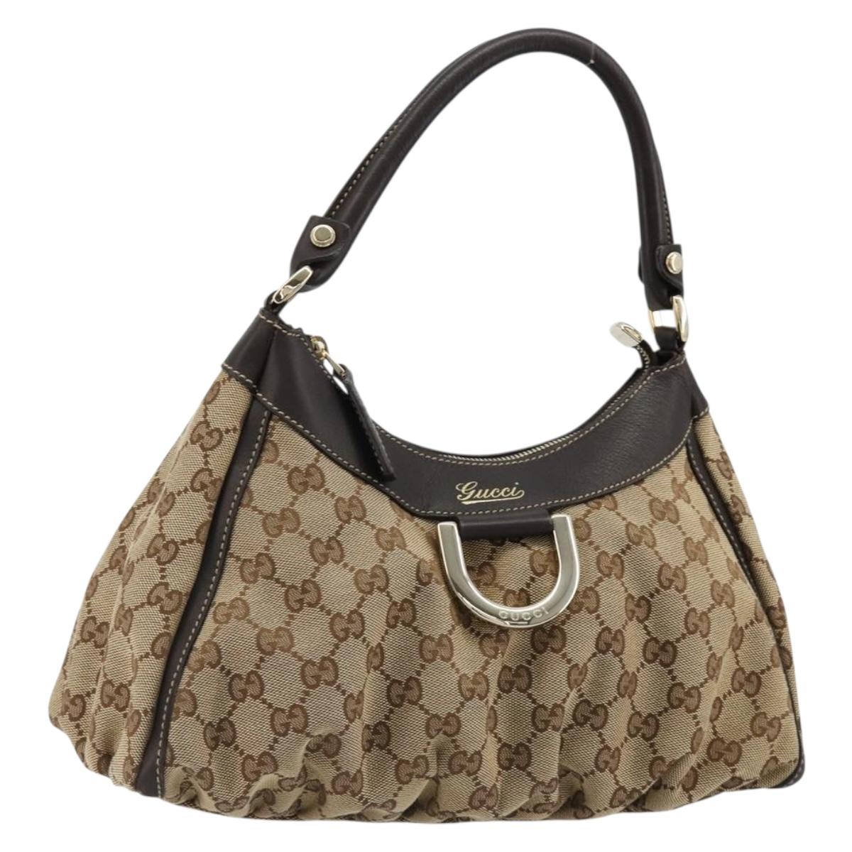 GUCCI Abbey GG Canvas Shoulder Bag Beige Gold 190525 Auth 184958SV