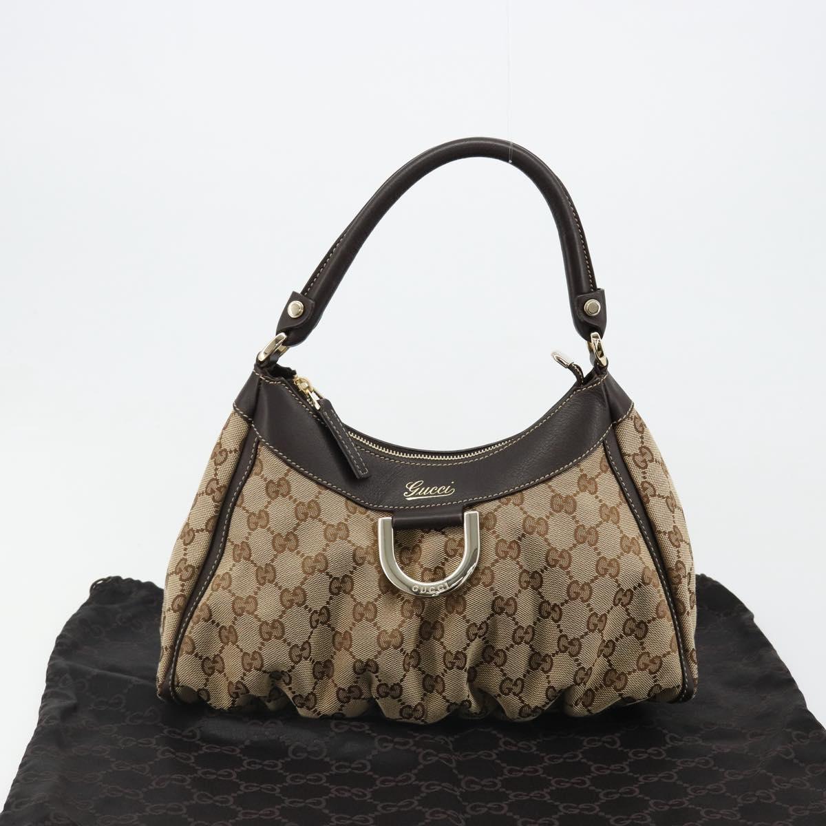 GUCCI Abbey GG Canvas Shoulder Bag Beige Gold 190525 Auth 184958SV