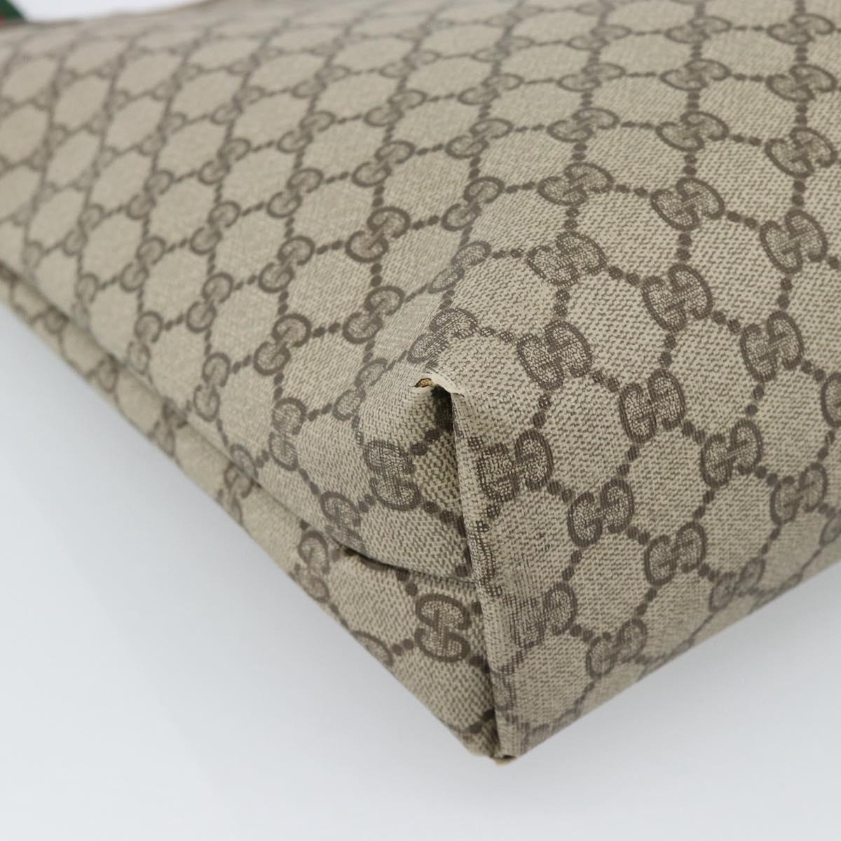 GUCCI GG Supreme Web Sherry Line Tote Bag PVC Beige Gold Auth 184959