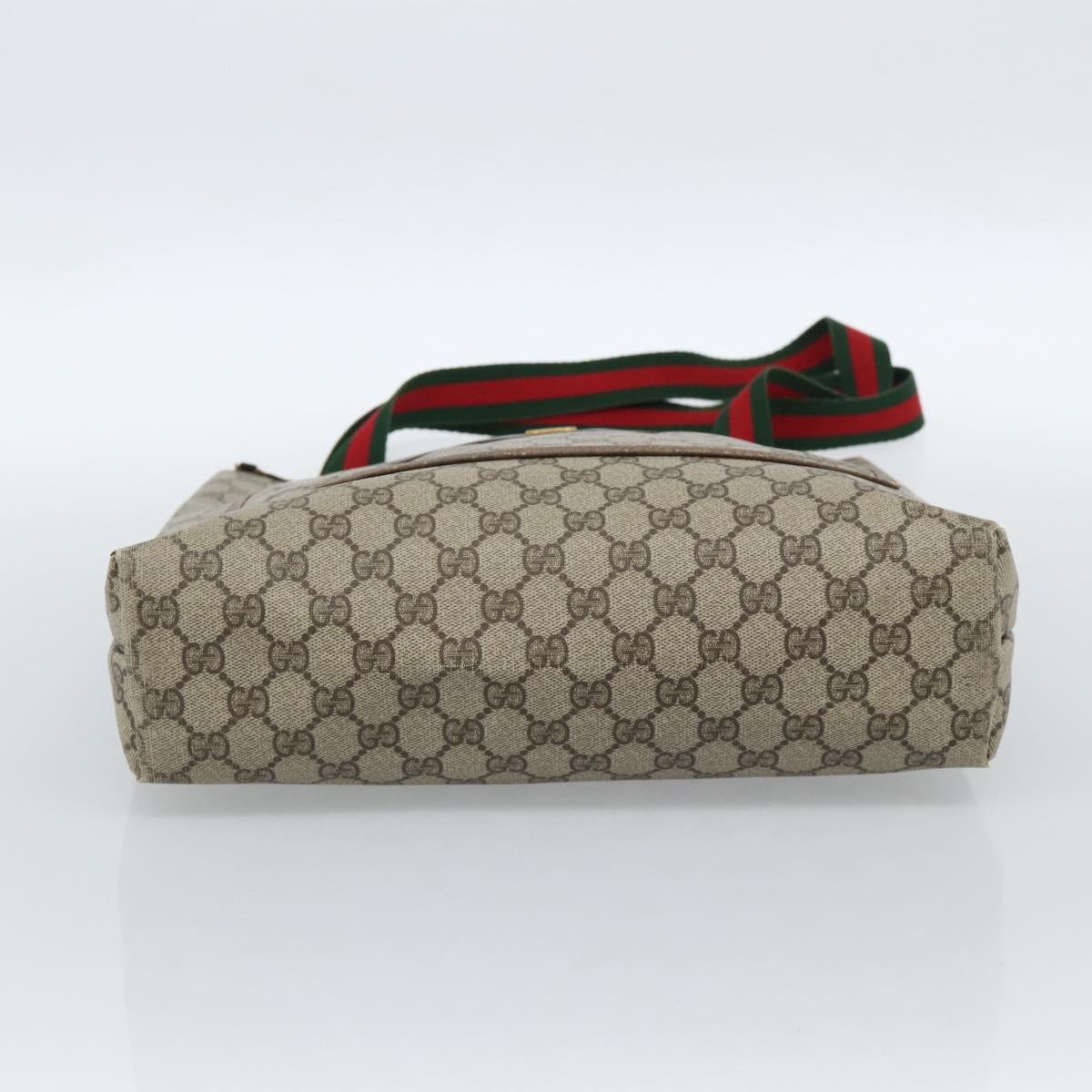 GUCCI GG Supreme Web Sherry Line Tote Bag PVC Beige Gold Auth 184959