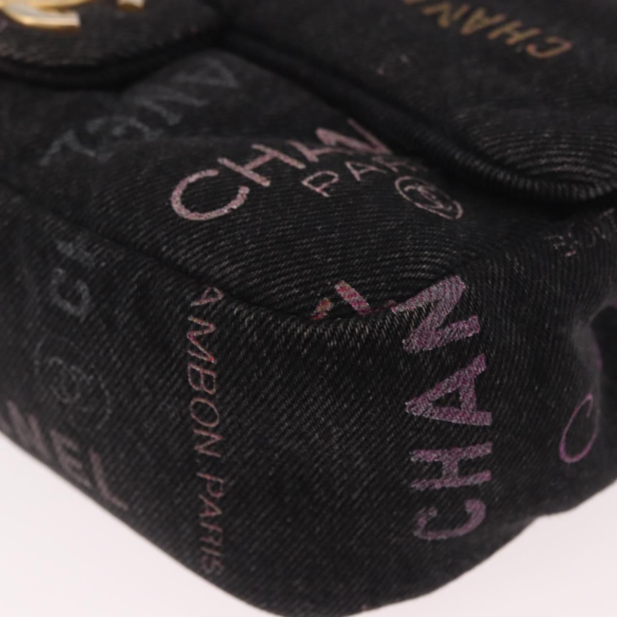 CHANEL Chain Matelasse 22 Shoulder Bag Denim Black Gold CC Auth 184961SM