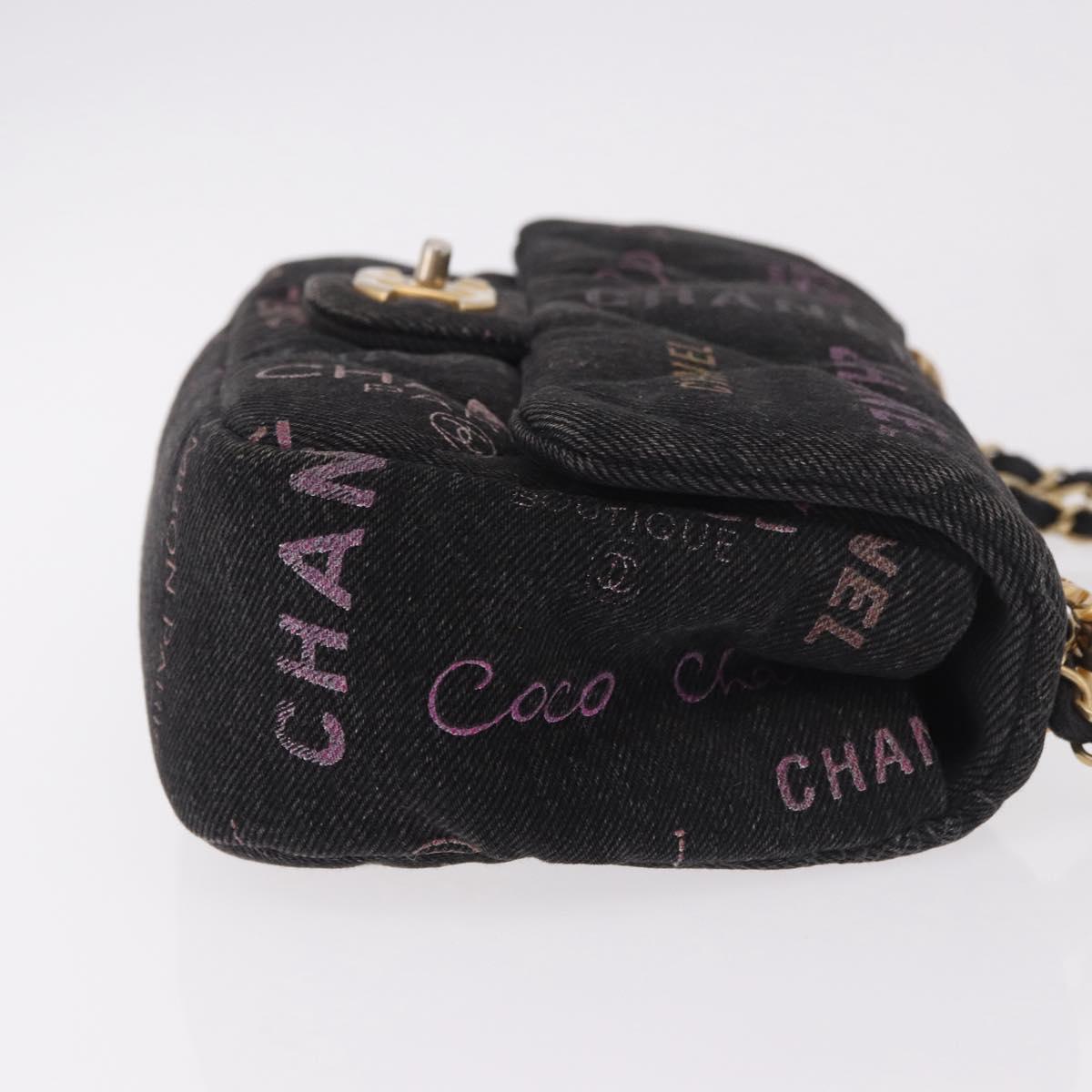 CHANEL Chain Matelasse 22 Shoulder Bag Denim Black Gold CC Auth 184961SM