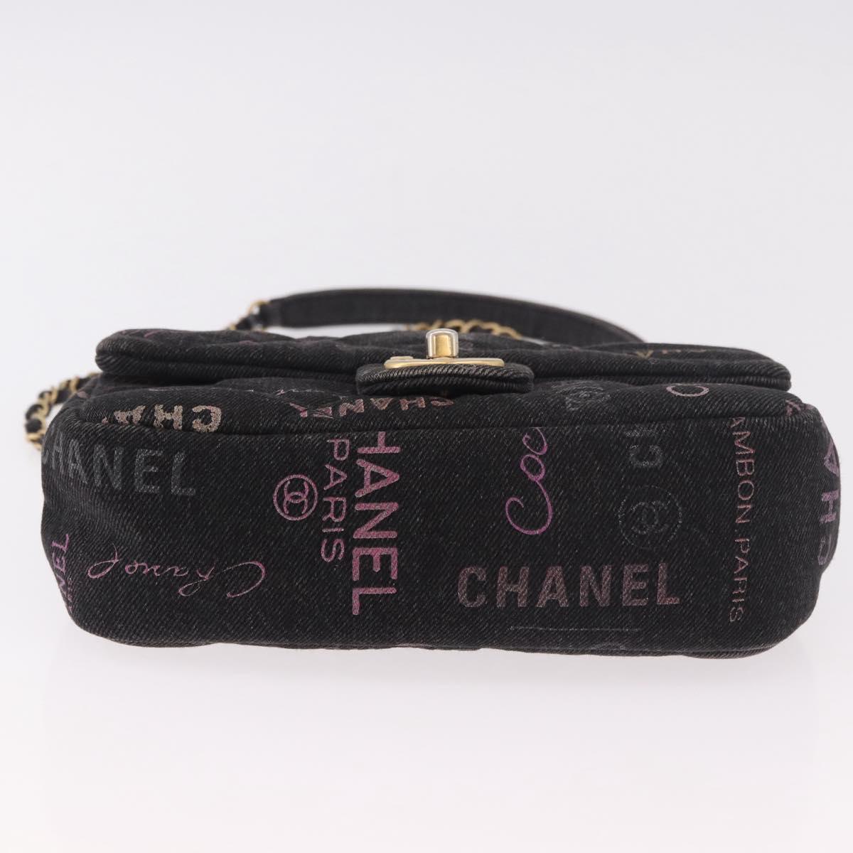 CHANEL Chain Matelasse 22 Shoulder Bag Denim Black Gold CC Auth 184961SM