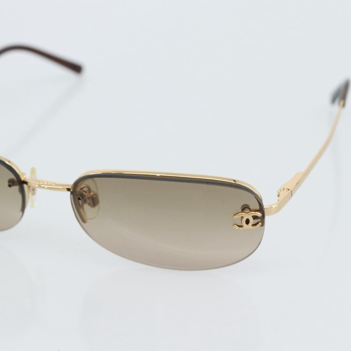 CHANEL COCO Mark Sunglasses metal Gold Tone CC Auth 184963V